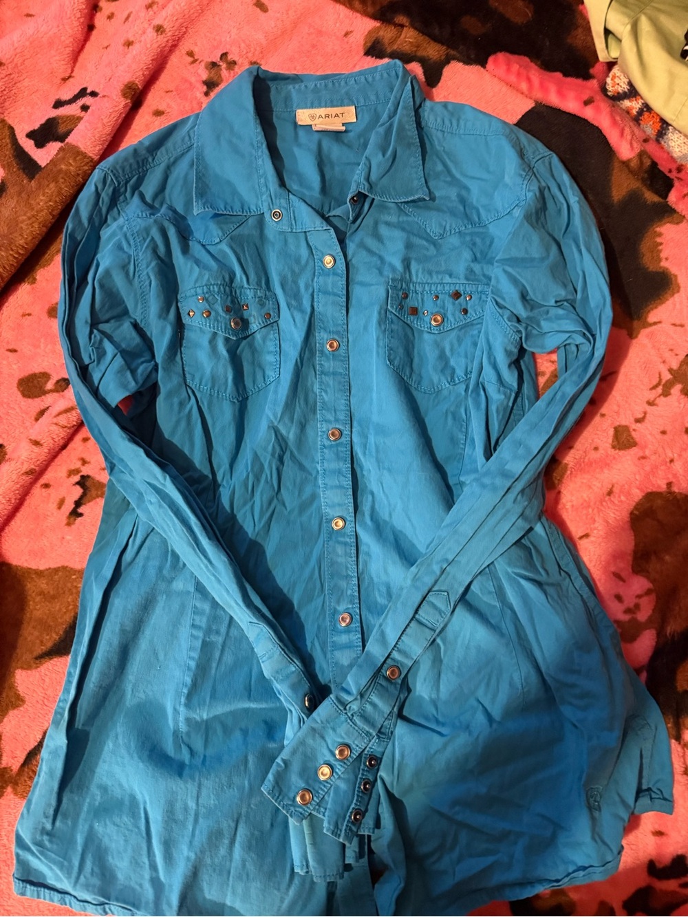 Ariat Teal Button-Up Shirt with Snap Details
